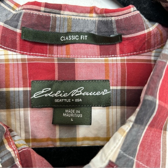 Eddie Bauer classic fit plaid 100% button down size‎ large - Picture 3 of 5